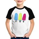 Camiseta Raglan Infantil Colorfull Icecreams - Foca na Moda