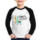 Camiseta Raglan Infantil Como te llamas Manga Longa - Foca na Moda