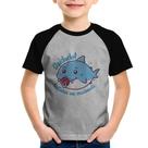 Camiseta Raglan Infantil Cuidado! Dentinhos em crescimento (Azul) - Foca na Moda