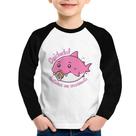 Camiseta Raglan Infantil Cuidado! Dentinhos em crescimento (Rosa) Manga Longa - Foca na Moda