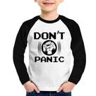 Camiseta Raglan Infantil Don't Panic Manga Longa - Foca na Moda