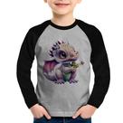 Camiseta Raglan Infantil Dragão Bebê Manga Longa - Foca na Moda