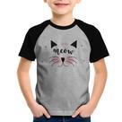 Camiseta Raglan Infantil Gatinha Meow - Foca na Moda Camiseta Raglan Infantil Gatinha Meow - Foca na Moda