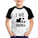 Camiseta Raglan Infantil I Hate Mornings - Foca na Moda Camiseta Raglan Infantil I Hate Mornings - Foca na Moda