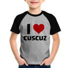 Camiseta Raglan Infantil I love cuscuz - Foca na Moda Camiseta Raglan Infantil I love cuscuz - Foca na Moda