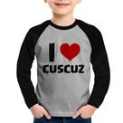 Camiseta Raglan Infantil I love cuscuz Manga Longa - Foca na Moda Camiseta Raglan Infantil I love cuscuz Manga Longa - Foca na Moda