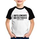 Camiseta Raglan Infantil Infelizmente não vou poder ir - Foca na Moda Camiseta Raglan Infantil Infelizmente não vou poder ir - Foca na Moda