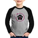 Camiseta Raglan Infantil Medicina Veterinária Patinha Manga Longa - Foca na Moda