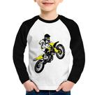 Camiseta Raglan Infantil Motocross Jump Manga Longa - Foca na Moda