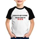Camiseta Raglan Infantil Não sou fluente em Mimimi - Foca na Moda