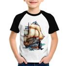 Camiseta Raglan Infantil Navio Vintage - Foca na Moda