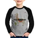 Camiseta Raglan Infantil No Drama Yes Llama Manga Longa - Foca na Moda