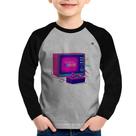 Camiseta Raglan Infantil Old School Gamer Manga Longa - Foca na Moda