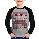Camiseta Raglan Infantil Pequim China Manga Longa - Foca na Moda Camiseta Raglan Infantil Pequim China Manga Longa - Foca na Moda