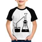Camiseta Raglan Infantil Química Erlenmeyer e Bequer - Foca na Moda