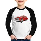 Camiseta Raglan Infantil Retro Classic Red Car Manga Longa - Foca na Moda