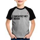 Camiseta Raglan Infantil Sarcastic Me Never! - Foca na Moda