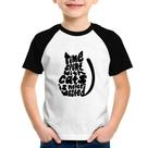 Camiseta Raglan Infantil Time spend with cats is never wasted - Foca na Moda