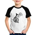 Camiseta Raglan Infantil Trompa Notas Musicais - Foca na Moda Camiseta Raglan Infantil Trompa Notas Musicais - Foca na Moda