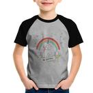 Camiseta Raglan Infantil Unicórnio Arco Íris - Foca na Moda