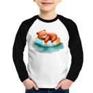 Camiseta Raglan Infantil Ursinho Teddy Relaxando Na Piscina Manga Longa - Foca na Moda Camiseta Raglan Infantil Ursinho Teddy Relaxando Na Piscina Manga Longa - Foca na Moda