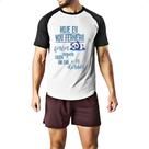 Camiseta Raglan Ironico fever agua fazer cha e dormir