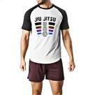 Camiseta Raglan Jiu Jitsu faixas e golpes Camiseta Raglan Jiu Jitsu faixas e golpes