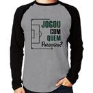 Camiseta Raglan Jogou com quem parceiro Manga Longa - Foca na Moda