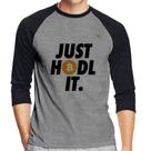 Camiseta Raglan Just hodl it Manga 3/4 - Foca na Moda
