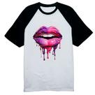 Camiseta Raglan Labios pink e purpura derretendo Camiseta Raglan Labios pink e purpura derretendo