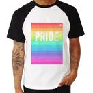 Camiseta Raglan LGBT Pride - Arco-íris Orgulho - Foca na Moda