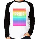 Camiseta Raglan LGBT Pride - Arco-íris Orgulho Manga Longa - Foca na Moda