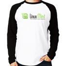 Camiseta Raglan Linux Mint Manga Longa - Foca na Moda Camiseta Raglan Linux Mint Manga Longa - Foca na Moda
