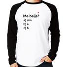 Camiseta Raglan Me beija Manga Longa - Foca na Moda