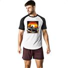Camiseta Raglan Muscle Car Sunset Art