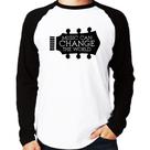 Camiseta Raglan Music Can Change The World Manga Longa - Foca na Moda