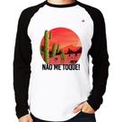 Camiseta Raglan Não me toque! Manga Longa - Foca na Moda