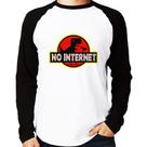 Camiseta Raglan No internet Manga Longa - Foca na Moda