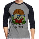 Camiseta Raglan No Wifi Manga 3/4 - Foca na Moda