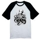 Camiseta Raglan Octopus desenho tatoo style