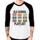 Camiseta Raglan Old School Playlist Manga 3/4 - Foca na Moda