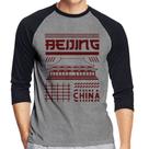 Camiseta Raglan Pequim China Manga 3/4 - Foca na Moda Camiseta Raglan Pequim China Manga 3/4 - Foca na Moda