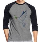 Camiseta Raglan Pomba da Paz Manga 3/4 - Foca na Moda