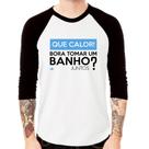 Camiseta Raglan Que calor! Bora tomar um banho juntos Manga 3/4 - Foca na Moda Camiseta Raglan Que calor! Bora tomar um banho juntos Manga 3/4 - Foca na Moda