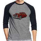 Camiseta Raglan Retro Classic Red Car Manga 3/4 - Foca na Moda