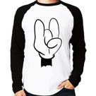 Camiseta Raglan Rock Hand Manga Longa - Foca na Moda