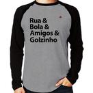 Camiseta Raglan Rua & Bola & Amigos & Golzinho Manga Longa - Foca na Moda