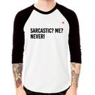 Camiseta Raglan Sarcastic Me Never! Manga 3/4 - Foca na Moda