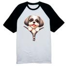 Camiseta Raglan Shih Tzu no Ziper