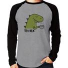 Camiseta Raglan Tea-Rex Manga Longa - Foca na Moda Camiseta Raglan Tea-Rex Manga Longa - Foca na Moda